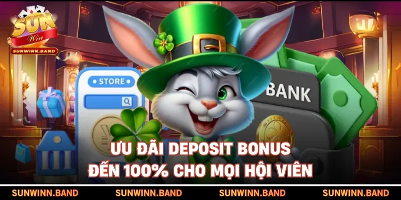 Ưu đãi Deposit Bonus đến 100% cho mọi hội viên